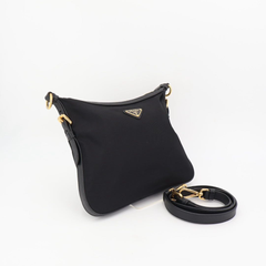 プラダ PRADA  三角ロゴプレート テスート 斜め掛け ショルダーバッグ ネイビー ナイロン レザー レディース