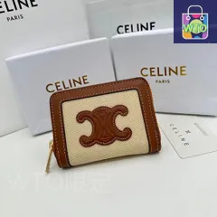 【今日特価】Celine セリーヌ トリオンフ キュイル コンパクトジッパー財布 繊維と小牛皮製、多収納-WTO輸入2