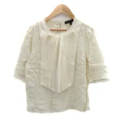 ビーシービージーマックスアズリア BCBGMAXAZRIA ブラウス カットソー 五分袖 Uネック 透け感 XXS アイボリー /YK19のサムネイル