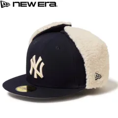 新品 NEWERA ニューエラ 正規品 ドッグイヤー キャップ ニューヨーク ヤンキース NY 59FIFTY CAP 帽子 ボア 耳当て イヤーフラップ MLB メジャーリーグ 秋 冬 防寒 メンズ レディース ユニセックス 紺 ネイビー 14668175