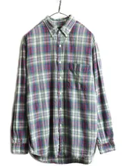 【お得なクーポン配布中!】 90s J CREW マドラス チェック 長袖 ボタンダウン シャツ L 総柄