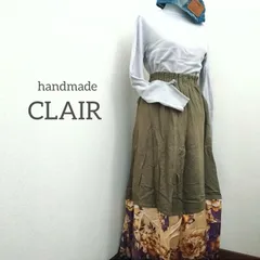 【CLAIR】usedリネン×スカーフリメイク/ロング.マキシスカート/裾上げ可
