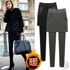 スカート付きレギンス 裏起毛 厚手 パンツ スカートレギンス レギンススカート 裏起毛 大きいサイズ  スカート付きパンツ レギンス ボトムス レディースomw12