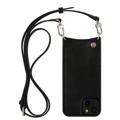 iPhone 12 Pro プロ ケース 12プロケース スマホショルダー 栃木レザー 本革 ショルダーケース スマホケース スマホ カバー 携帯ケース 首掛け 斜め掛け 調節可能 ショルダー カード入れ カード収納 落下防止 ストラップ付き (iPhon 1