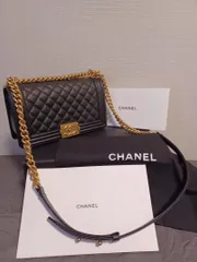 CHANELボーイシャネル キャビアスキン 黒 ショルダーバッグ