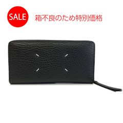 【新品 箱不良】メゾンマルジェラ MAISON MARGIELA ラウンドファスナー長財布 レディース S56UI0110 P4455 T8013 ライン11 BLACK ブラック