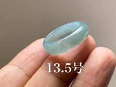 L11-144 氷種 青色 13.5号 天然グアテマラ産 A貨 本翡翠 くりぬき リング