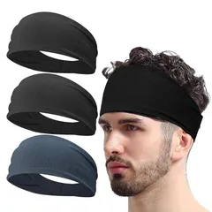 ヘアバンド メンズ ヘッドバンド スポーツ 運動 汗止め 洗顔 髪留め ランニング 男女兼用 3枚セット black+black+blue 0
