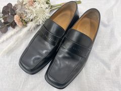 ★LOUIS VUITTON★6 1/2(25.0cm相当) ローファー ルイヴィトン メンズ 黒 ブラック 本革 レザー ビジネスシューズ ドレスシューズS123