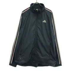 adidas アディダス ロゴ刺繍 ウィンドブレーカー O ネイビー 裏メッシュ トレーニング ジャケット メンズ 古着