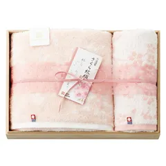 今治謹製 さくら紋織 木箱入り桜染めバス1P・フェイスタオル1P (SM2250)