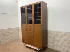 ■食器棚 カップボード 収納棚 飾り棚 収納 引き出し 開き戸 キッチン アンティーク ナラ材 木製 家具 インテリア 132cm幅(畑831)