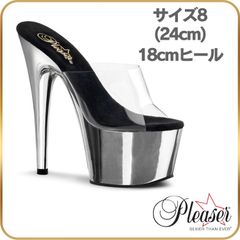 【美品】Pleaser クリア ハイヒール23.5cm 23 23.5 cm Pleaser プリーザー サンダル 厚底 18cm ヒール 透明