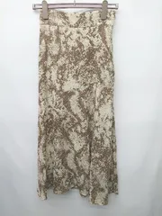 ◇ ⊂ Mila Owen ミラオーウェン 総柄 ロング バックシャーリング スカート サイズ1 ブラウン レディース P  【1409250029226】