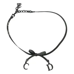 Christian Dior / クリスチャンディオール | CDロゴ リボンチョーカー ネックレス | シルバー | レディース