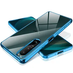 Xperia1III ケース クリア SONY Xperia1 iii XQ-BC72 SO-51B SOG03 透明 カバー 耐衝撃 薄型 超軽量 スマホケース ソフト TPU ストラップホール付き (ブルー) 1