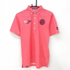 ★SALE価格★フィラゴルフ 半袖ポロシャツ ピンク×白 ピンドット ワッペン メンズ M ゴルフウェア FILA GOLF