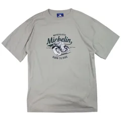 ミシュラン Tシャツ Michelin T-Shirt Moto ミシュランマン ビブ ビバンダム バイク バイク柄 バイク乗り ミシュラン ロゴ オフィシャル Tシャツ 半袖 ライトグレー XLのサムネイル