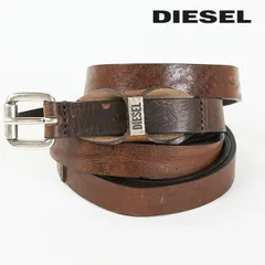 新品・未使用 ディーゼル DIESEL 二重巻きレザーナローベルト レディース 牛革 本革 ユーズド加工 B-WRAPYE