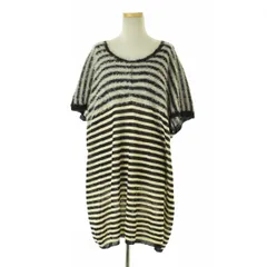 【sunaokuwahara】SK03KH003 スパンコール装飾 モヘヤ混 ボーダーニット半袖ワンピース