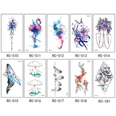タトゥーシール メンズ レディース シンプル 男性女性 防水長持ちかっこいい可愛い転写 取れにくい セクシー 蝶々 海洋生物 クジラ クラゲ エイ フラミンゴ カラフル ボディーシール ボディペイント ボディステッカー 仮装コスプレ ハロウィン夏 おしゃれ★4