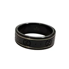 【美品】GUCCI　グッチ　セラミック　アイコンリング　黒　750　#15 GUCCIリングアイコン750