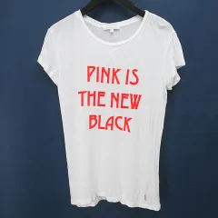 パトリツィアペペ PATRIZIA PEPE 半袖 Tシャツ カットソー 2 白系 ホワイト ロゴチャーム 文字 フロッキープリント 透け感のサムネイル