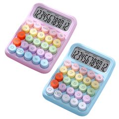 【特価】かわいい電卓、 計算機 2個 4.3*6.3inデスクトップ電卓大規模なディスプレイとカラフルな電卓の大きなボタン、標準的な電卓12桁、毎日の基本的なオフィス用ハンドヘルド (紫＋青)