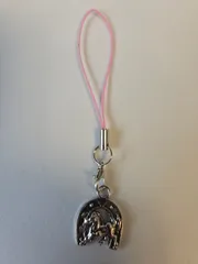 ストラップS　シルバー　チャーム蹄鉄＋馬