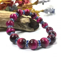 パワーストーン　ブレスレット　ピンクタイガーアイ　12mm （ブルー）メンズ・レディース　男性・女性　数珠ブレス　開運 [k]