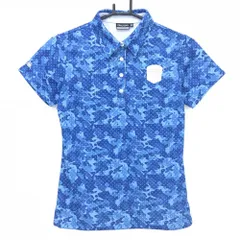 ★SALE価格★【超美品】カッパ 半袖ポロシャツ ブルー×ライトブルー カモフラ調 ドット柄 ロゴワッペン レディース M ゴルフウェア Kappa