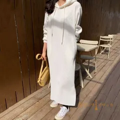 ワンピース レディース ロングワンピース パーカー フード付き 春 冬 秋 無地 ニットロング丈 ロングパーカー スウェット マキシワンピース 長袖 ゆったり 暖かい カジュアル おしゃれ シンプル OLffjr03