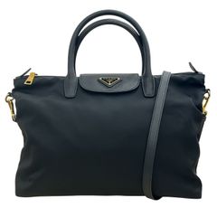 プラダ PRADA レディース レザー ナイロン ハンドバッグ ショルダーバッグ ブラック 2WAY サフィアーノレザー 三角ロゴ プレート ♯0207010038