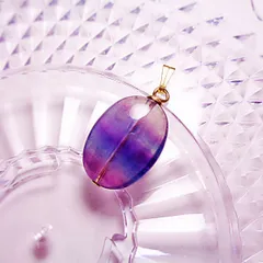 PT185GD ペンダントトップ 天然石 フローライト 大粒 オーバル 金属色ゴールド