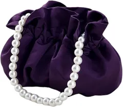 Liebendo 巾着バッグ パーティーバッグ ミニハンドバッグ 結婚式 披露宴 二次会 浴衣 フォーマル 小さめ 軽量 レディース(パープル)