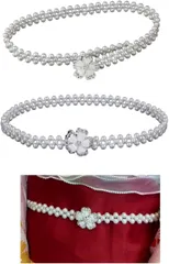 §Ｂｇ３ 帯締め パール 帯紐 浴衣 帯飾り 飾り紐 帯留め フェイクパール キラキラ 成人式 銀花(ホワイト)