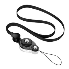 【売切注意】 ネックストラップ 首掛け スマホ [サムコス] ストラップ 吊下げひも スマホ ショルダーストラップ 忘れ物防止 携帯ストラップ 脱着式 ブラック (ブラック)