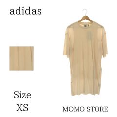 adidas アディダス ワンピース ひざ丈 七分袖 クルーネック カジュアル シンプル おしゃれ レディース アイボリー