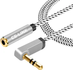 ステレオオーディオ延長ケーブル 標準3.5mm オス-メス (0.5m シルバー)