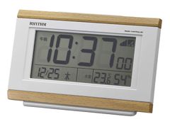 【在庫セール】ライトブラウン ライト付き 六曜 カレンダー 8.9x13.5x4.4cm 湿度 温度 電子音アラーム 8RZ161SR07 電波時計 目覚まし時計 
