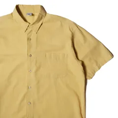 00's オールドネイビー リネン×コットン ボックスシャツ 半袖 (L) 黄色 ネップ 00年代 旧タグ オールド GAP ギャップ OLD NAVY 2004年製 アメリカ古着 USED ビンテージ ヴィンテージ