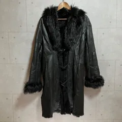 ムートンコート ファーコート レザー ロング アウター ヤモチ レディース ブラック 黒 フリーサイズ SG210-10