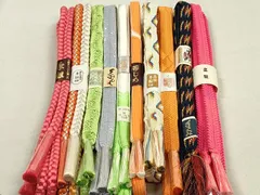平和屋着物●和装小物　帯締め10本　笹浪組　京乃組紐　手組紐　金糸　逸品　未使用　DAAT0695by