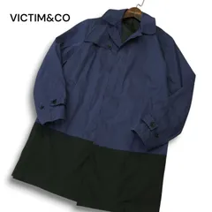 VICTIM&CO ヴィクティム 通年★ バイカラー ステンカラーコート バルマカーン Sz.M メンズ 黒 紺 ネイビー 日本製