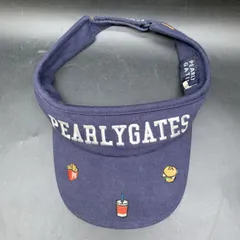 パーリーゲイツ サンバイザー ネイビー紺×ホワイト白 ハンバーガー×ポテト刺しゅう コットン100％ FRフリーサイズ ゴルフウェア PEARLY GATES