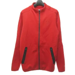 プーマ PUMA 美品 Ferrari ジャケット ブルゾン ノーカラー ロゴ ワッペン 長袖 赤 レッド XS 0530 ECR