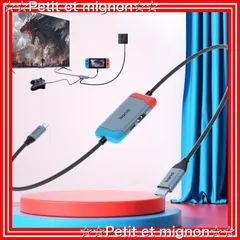 【即日発送】テレビ出力 Type-C 多機能 ミニ USB3.0無遅延 Deck 耐久性 Steam 「充電しながらゲーム」 30/45/60/100W充電器適用 小型 PSE認証済 ドック 日本語説明書付（ネオンブルー switch llano x PD10