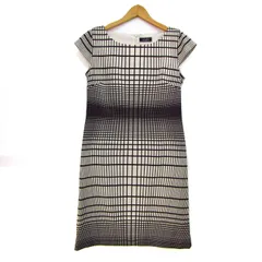 レリアン ワンピース トップス 半袖 大きいサイズ 日本製 レディース 13サイズ 黒×白 Leilian 【中古】