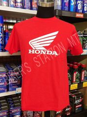 送料込！ HONDA ホンダ 純正 ウイングTシャツ レッド コットンTシャツ バイクTシャツ