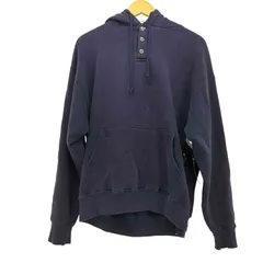 エルエルビーン L.L.Bean 90S USA製 RUSSELL ATHLETIC製 フロントボタン プルオーバー パーカー ナス紺 メンズ import：L 